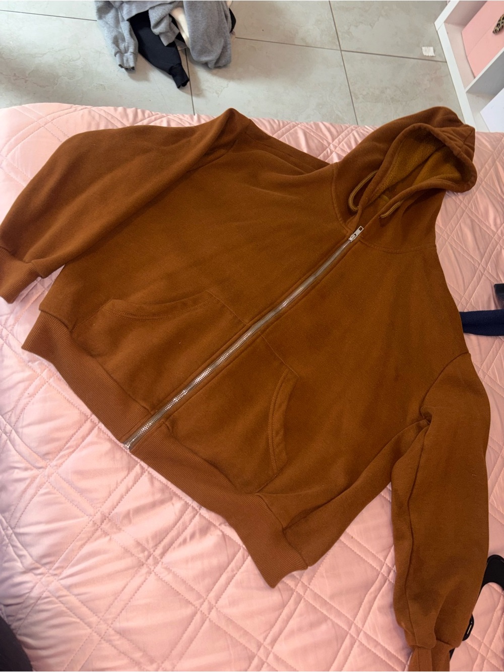 Oversize Zip-Up Hoodie Jacket - Women Jackets & Coats